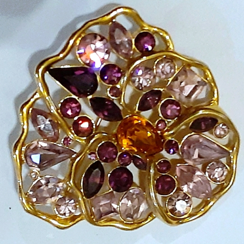 Vintage Nolan Miller Signed Purple Pansy Brooch